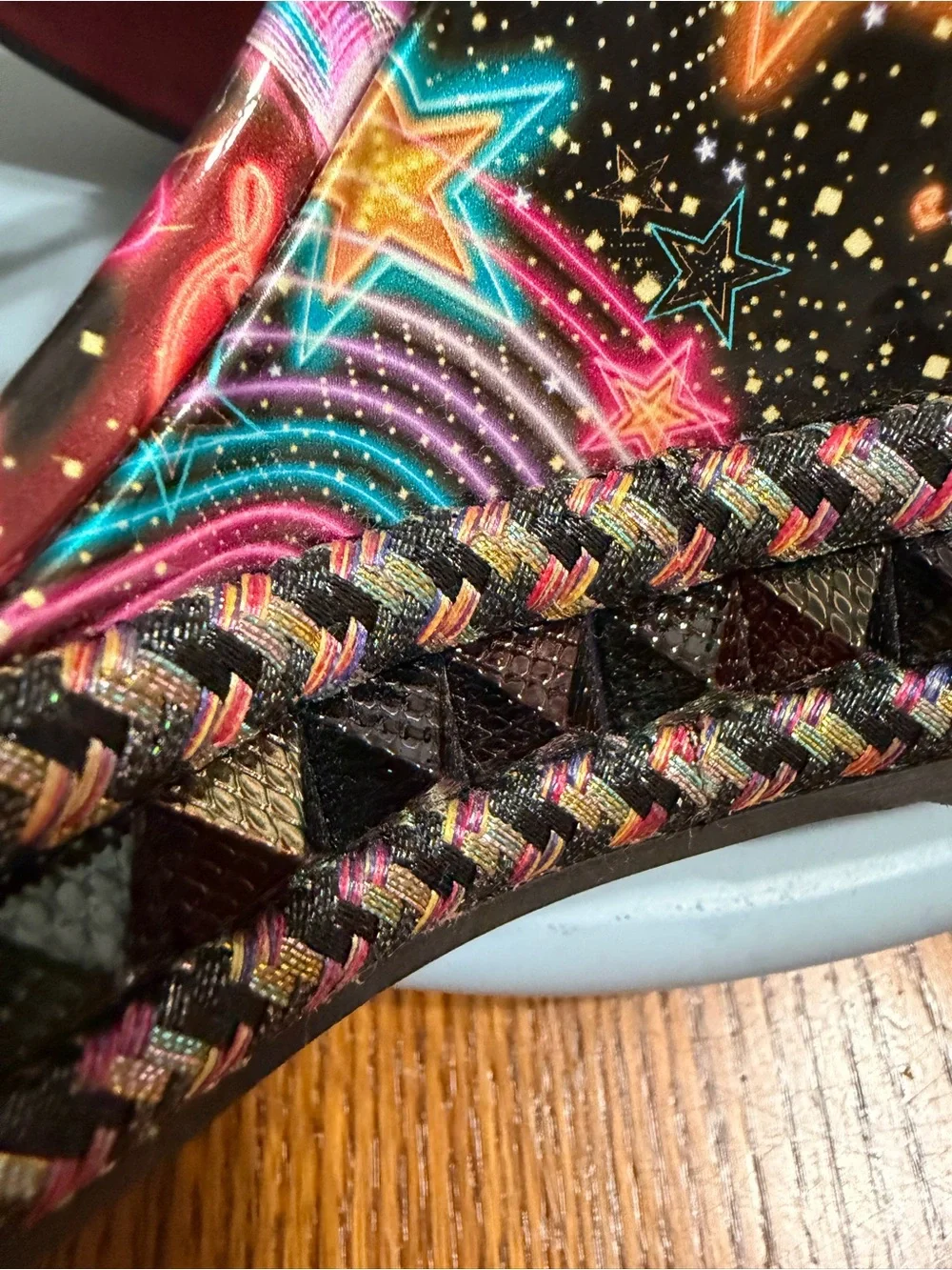 Christian Louboutin Black Multicolor Embellished Platform Wedge Sandals